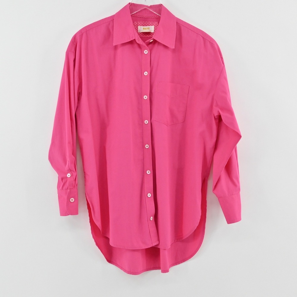 Anthropologie Maeve Bennett Shirt Womens Size XXS‎ Pink Cotton Button Oversized